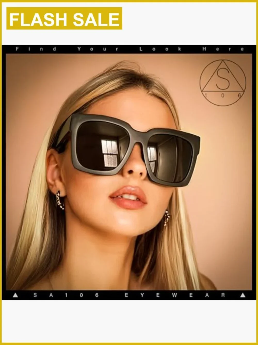 Oversized Thick Frame Sunglasses Horned Rim Square UV400 Protection